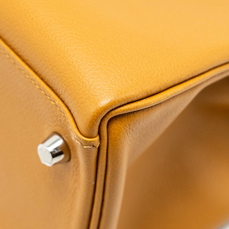 HERMES Kelly 32 Evercolor Caramel / Rose D’ete SHW Stamp Y