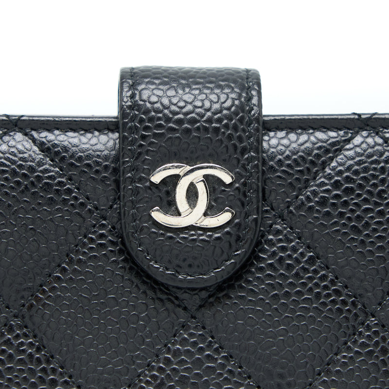 Chanel Compact Zipper Wallet Caviar Black SHW