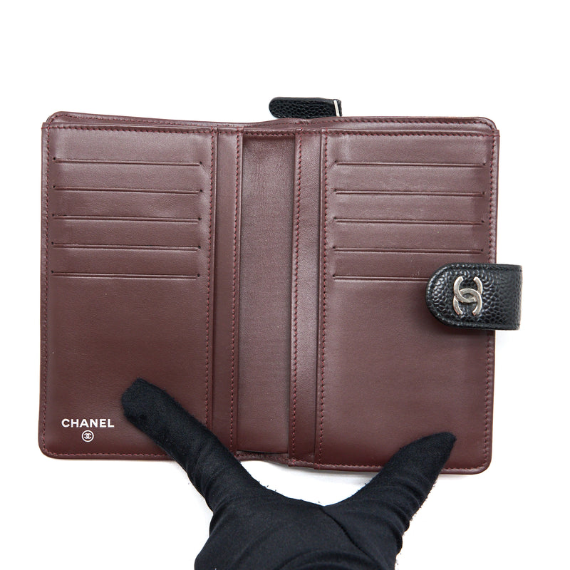 Chanel Compact Zipper Wallet Caviar Black SHW