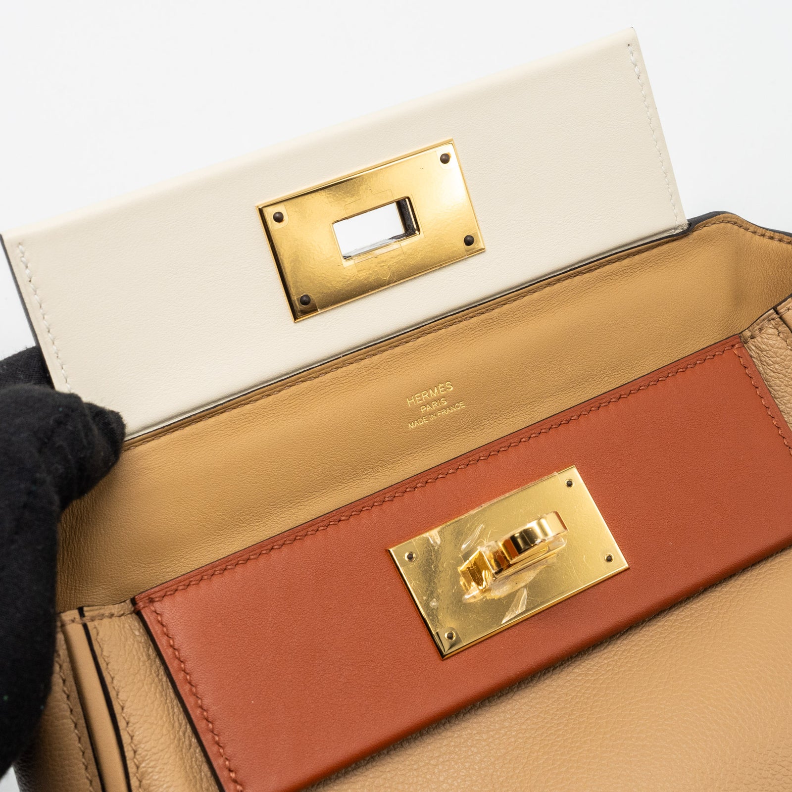 Hermes Mini 24/24 Bag Evercolor/Swift Chai/Nata/Cuivre GHW