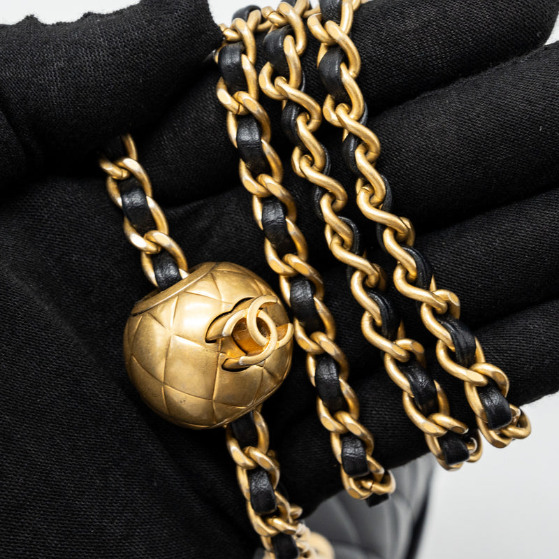chanel pearl crush mini square flap bag lambskin black GHW (microchip)