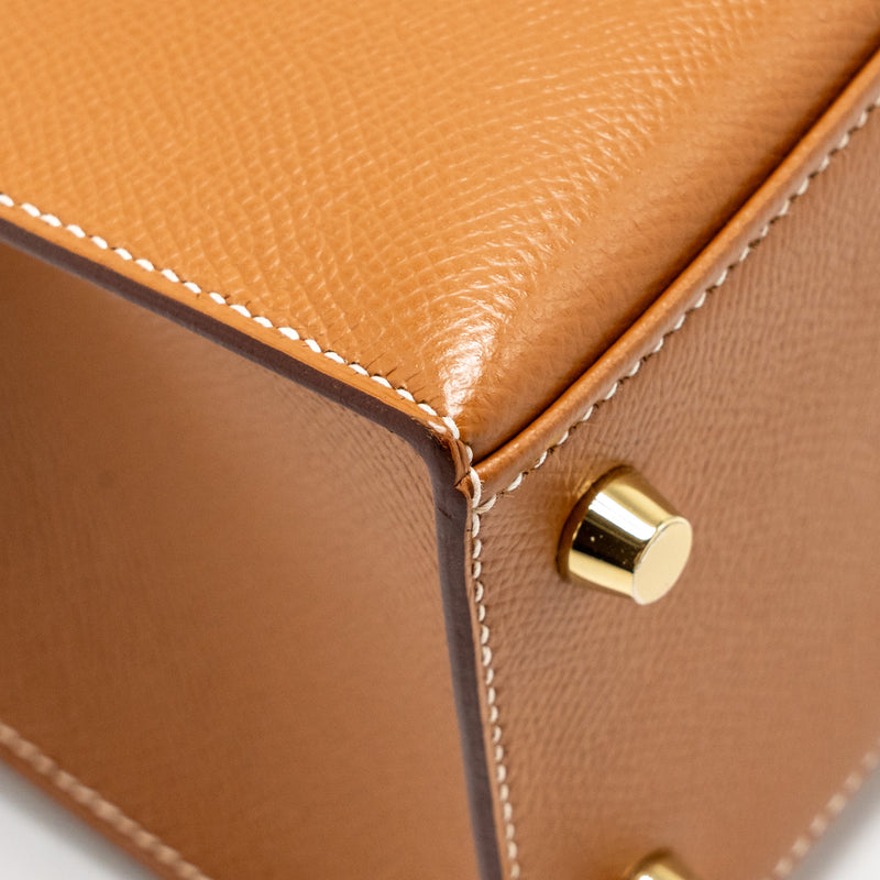 Hermes Kelly 25 Epsom Gold GHW Stamp D