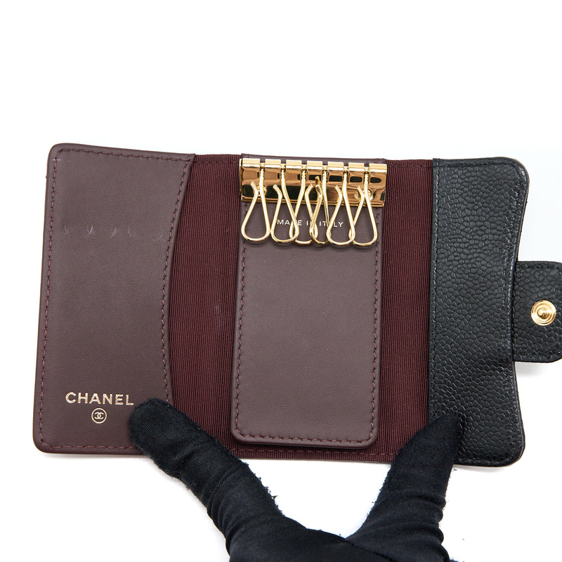 Chanel Flap Key Holder Caviar Black GHW