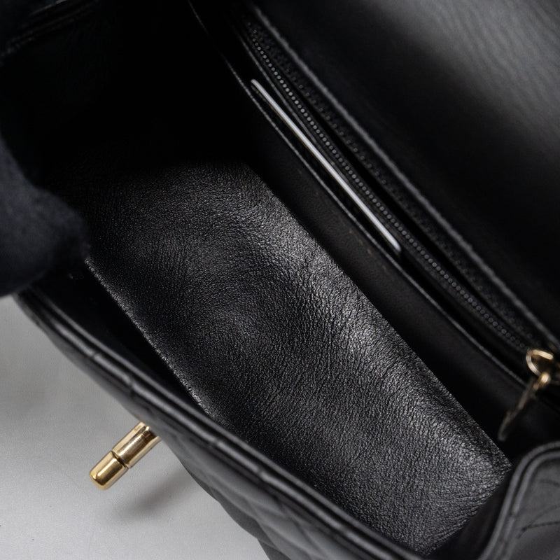 chanel mini square flap bag lambskin black GHW