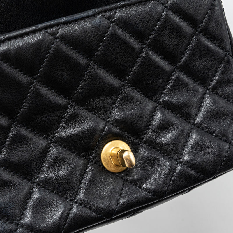 chanel pearl crush mini square flap bag lambskin black GHW (microchip)