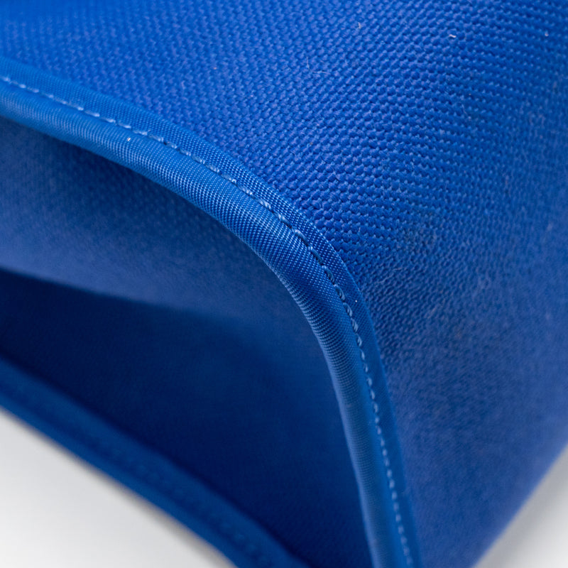 Hermes Herbag 31 Zip Bag Canvas/Hunter Leather Bleu Electrique/Bleu Indigo SHW Stamp A