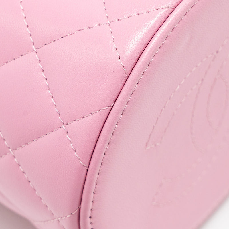 Chanel Top Handle Round Vanity Case Lambskin Pink LGHW
