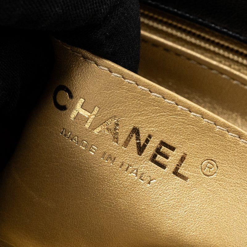 chanel pearl crush mini square flap bag lambskin black GHW (microchip)