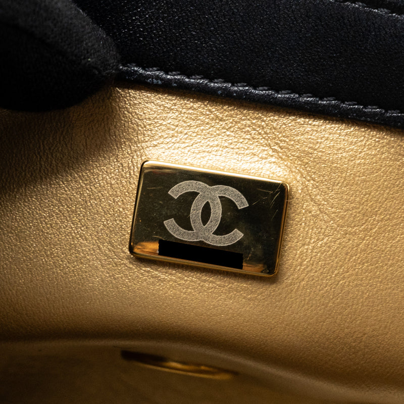 chanel pearl crush mini square flap bag lambskin black GHW (microchip)
