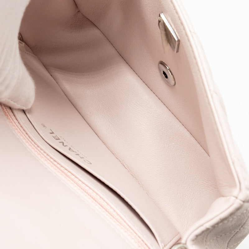 Chanel Mini Rectangular Flap Bag Lambskin Light Pink SHW (Microchip)