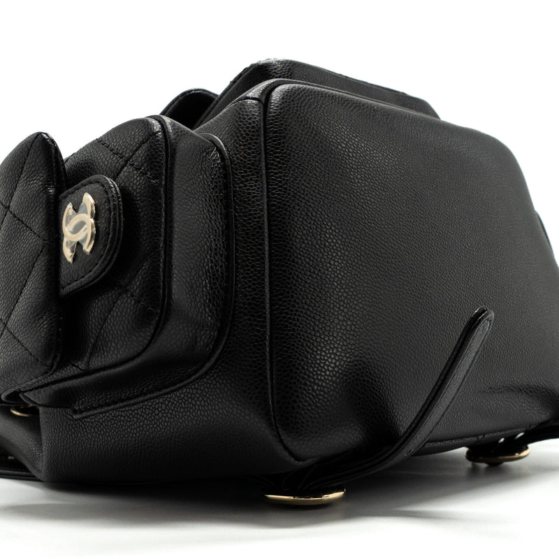 Chanel 23k Triple Pocket Backpack Caviar Black LGHW(Microchip)