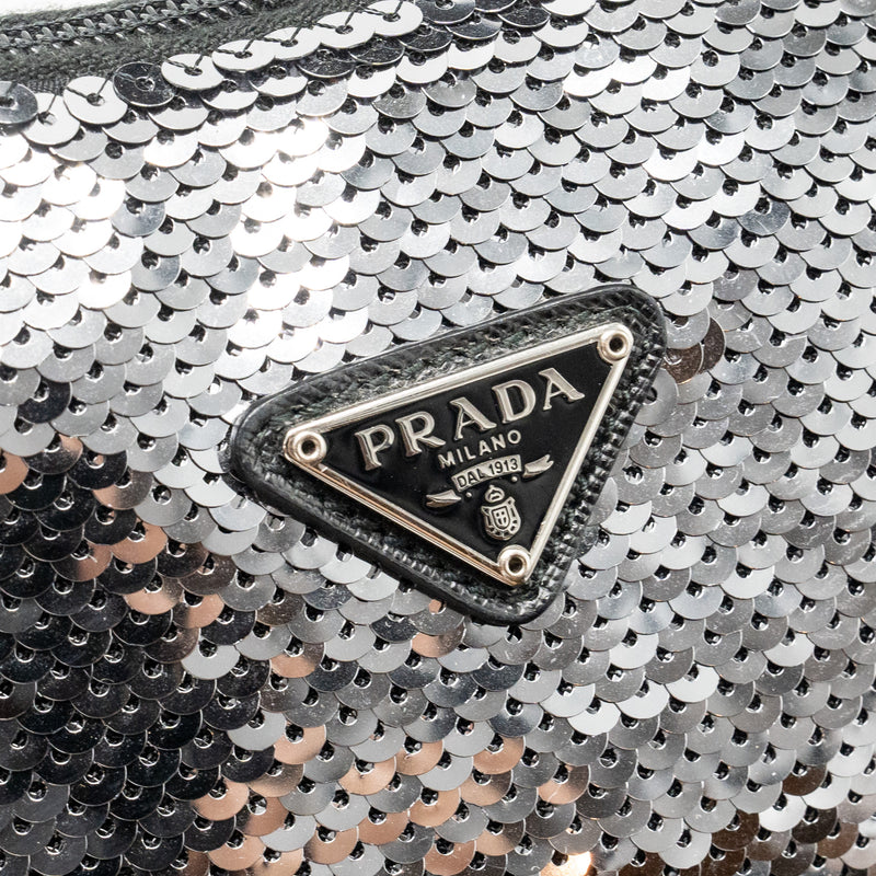 Prada Re-Edition Mini Bag Sequin Argento SHW