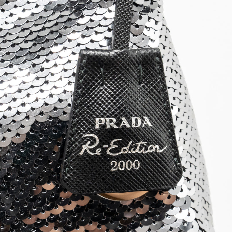 Prada Re-Edition Mini Bag Sequin Argento SHW