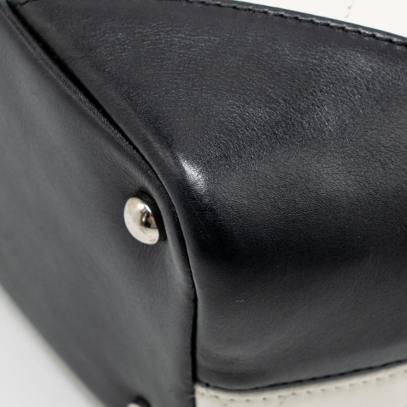 Chanel Small Cambon Ligne Shopping Tote Bag Calfskin Black/White SHW