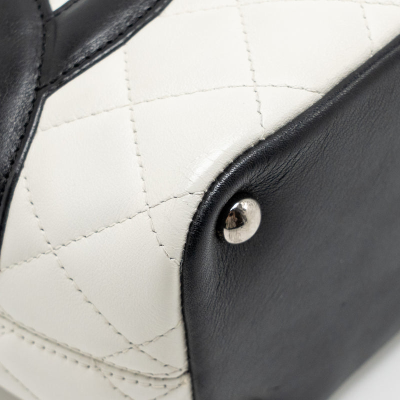 Chanel Small Cambon Ligne Shopping Tote Bag Calfskin Black/White SHW