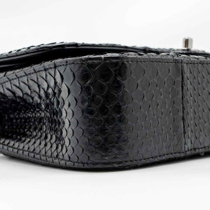 Chanel Medium Classic Double Flap Bag Python Black SHW