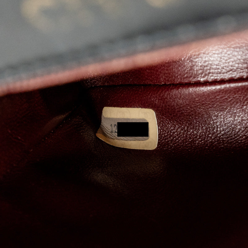 Chanel Vintage mini square flap bag lambskin black / red GHW
