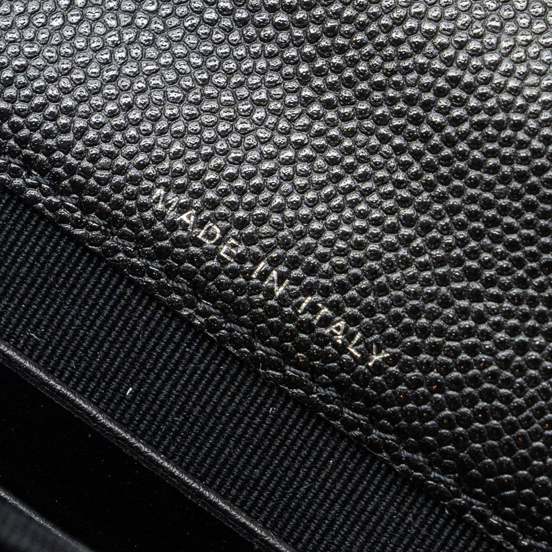 Chanel 22S coco lettering MINI flap bag with enamel top handle caviar black SHW