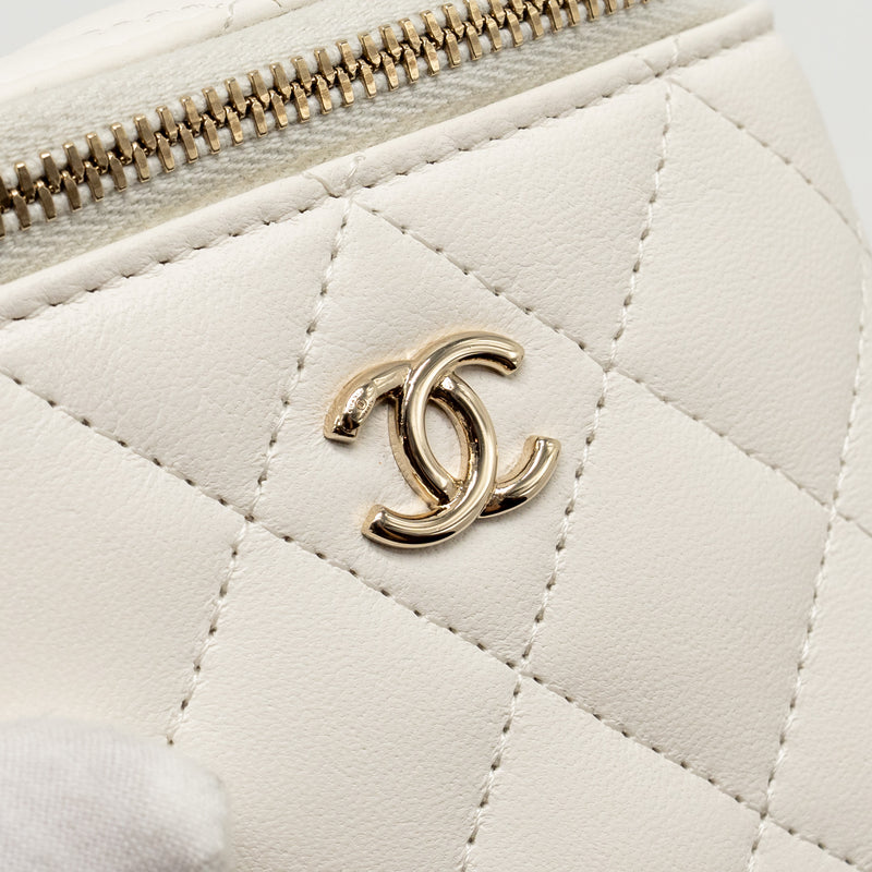 Chanel Pearl Crush Mini Vanity with Chain Lambskin White LGHW (Microchip)