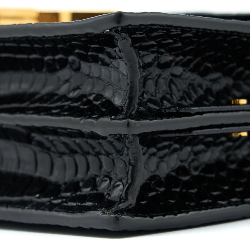 Saint Laurent Cassandra Chain Bag Croc Embossed Leather Black GHW
