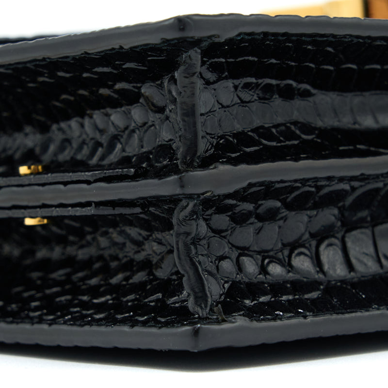 Saint Laurent Cassandra Chain Bag Croc Embossed Leather Black GHW