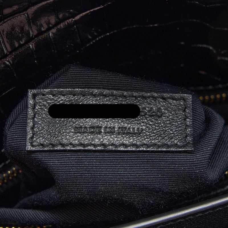 Saint Laurent Cassandra Chain Bag Croc Embossed Leather Black GHW