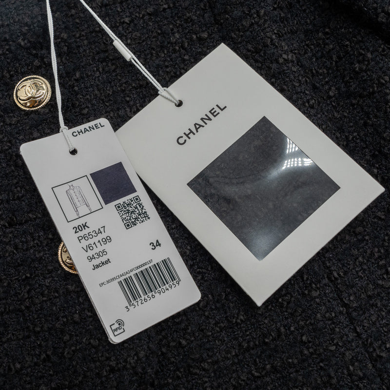 Chanel 20k Size 34 Jacket Wool/Silk Black