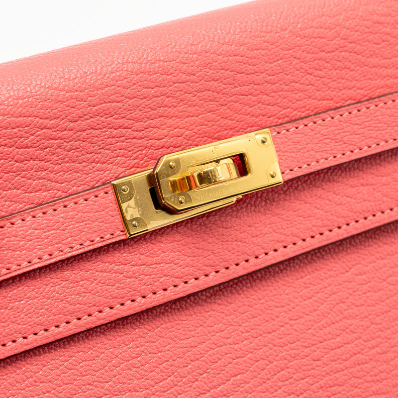 Hermes Kelly Long Wallet Chèvre Mysore Rose Lipstick GHW Stamp A