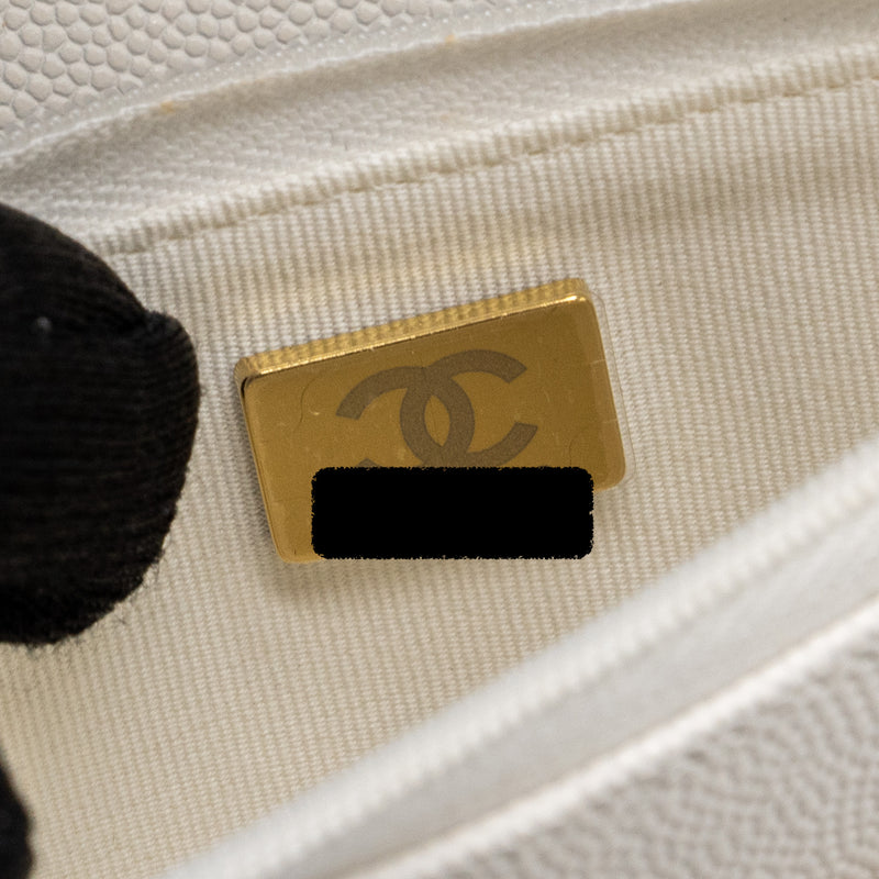 CHANEL classic wallet on chain caviar white LGHW (Microchip)