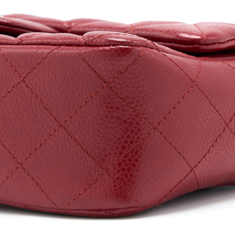Chanel Mini Rectangular Flap Bag Caviar Red SHW