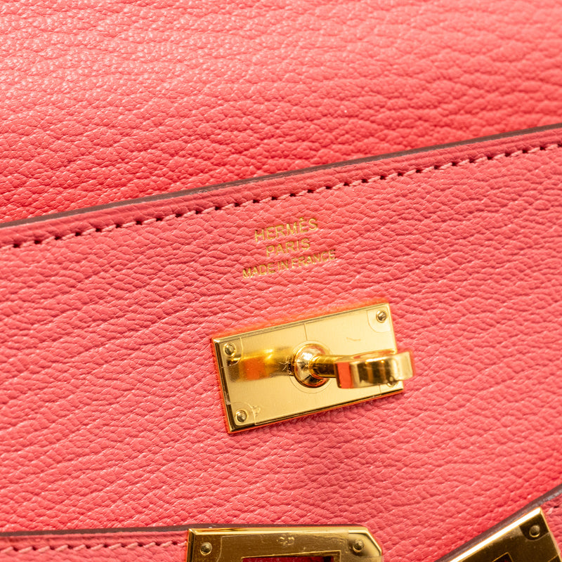 Hermes Kelly Long Wallet Chèvre Mysore Rose Lipstick GHW Stamp A