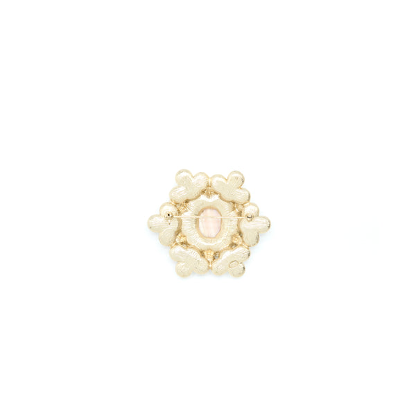 Chanel Camellia/Pearl/CC Logo Brooch Light Gold Tone