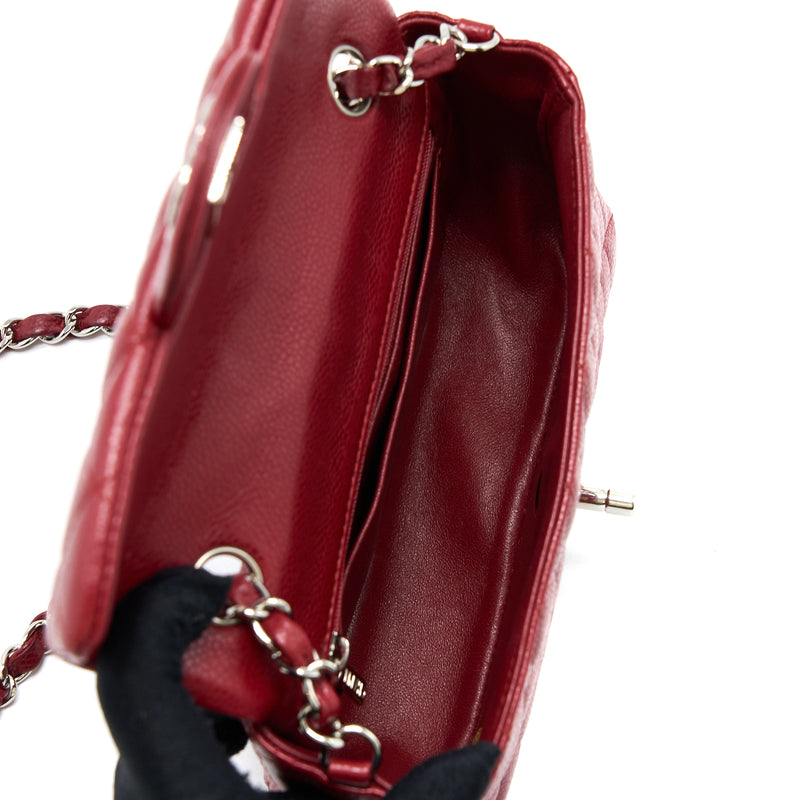 Chanel Mini Rectangular Flap Bag Caviar Red SHW