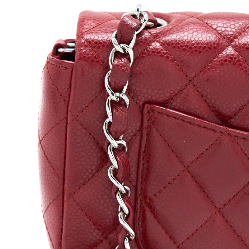 Chanel Mini Rectangular Flap Bag Caviar Red SHW