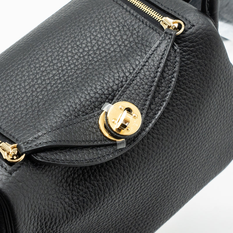 Hermes Mini Lindy Clemence Black GHW Stamp B