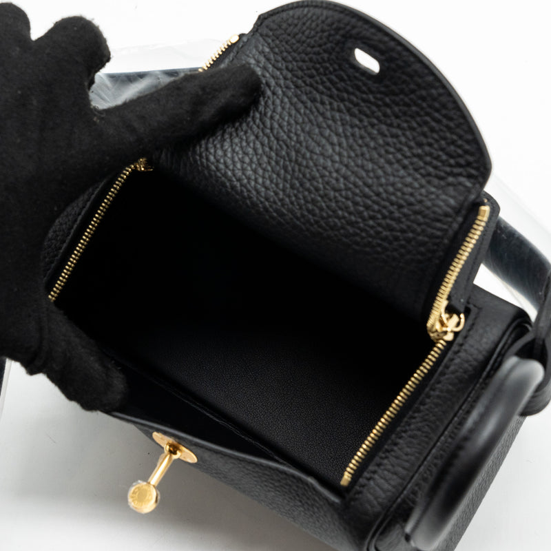 Hermes Mini Lindy Clemence Black GHW Stamp B