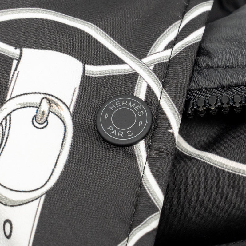 Hermes Size 36 Doudoune Courte Jacket Polyester Toile Plume Black