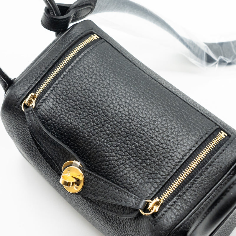 Hermes Mini Lindy Clemence Black GHW Stamp B