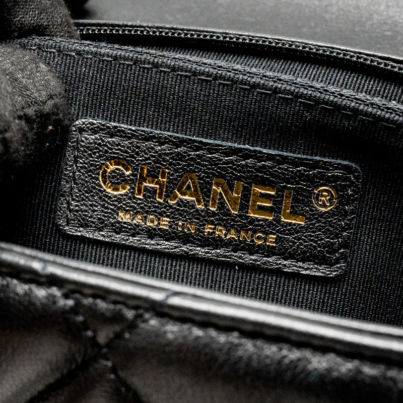 Chanel Quilted Mini Flap Bag with Detailed Chain Lambskin Black GHW (Microchip)