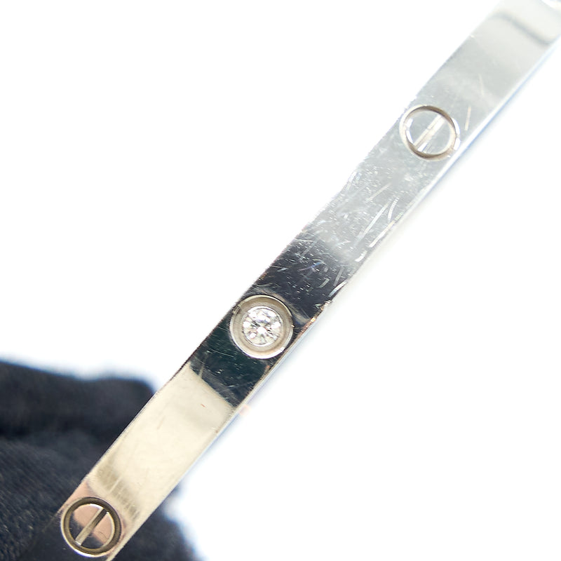Cartier Size 15 Love Bracelet Small Model White Gold 6 Diamonds