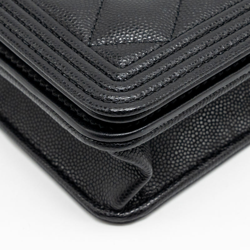 Chanel Boy wallet on chain caviar black ruthenium SHW (microchip)