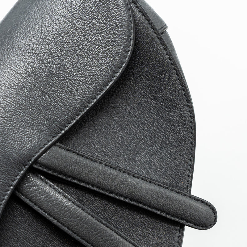 Dior Medium Saddle Bag GoatSkin Dark Grey GHW