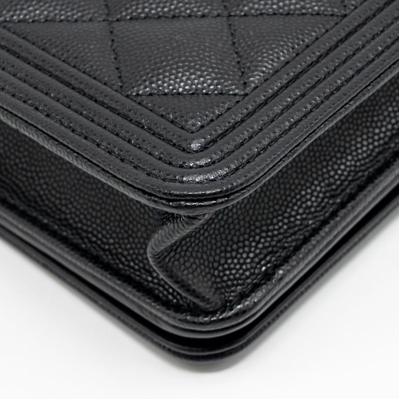 Chanel Boy wallet on chain caviar black ruthenium SHW (microchip)