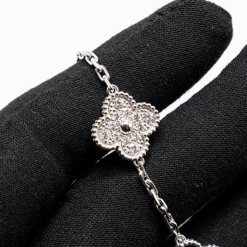 Van Cleef & Arpels Vintage Alhambra Bracelet 5 Motifs White Gold/Diamonds/Onyx