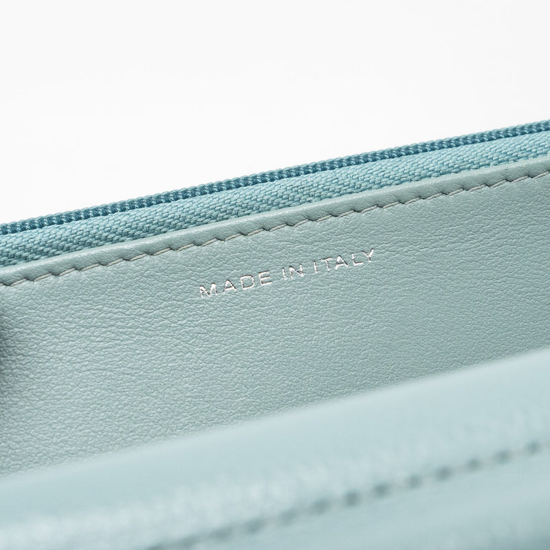 Chanel Classic wallet on chain caviar light blue SHW
