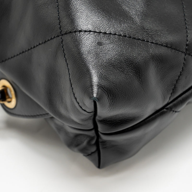 Chanel 22 Backpack Gold Letter Logo Shiny Calfskin Black GHW(microchip)