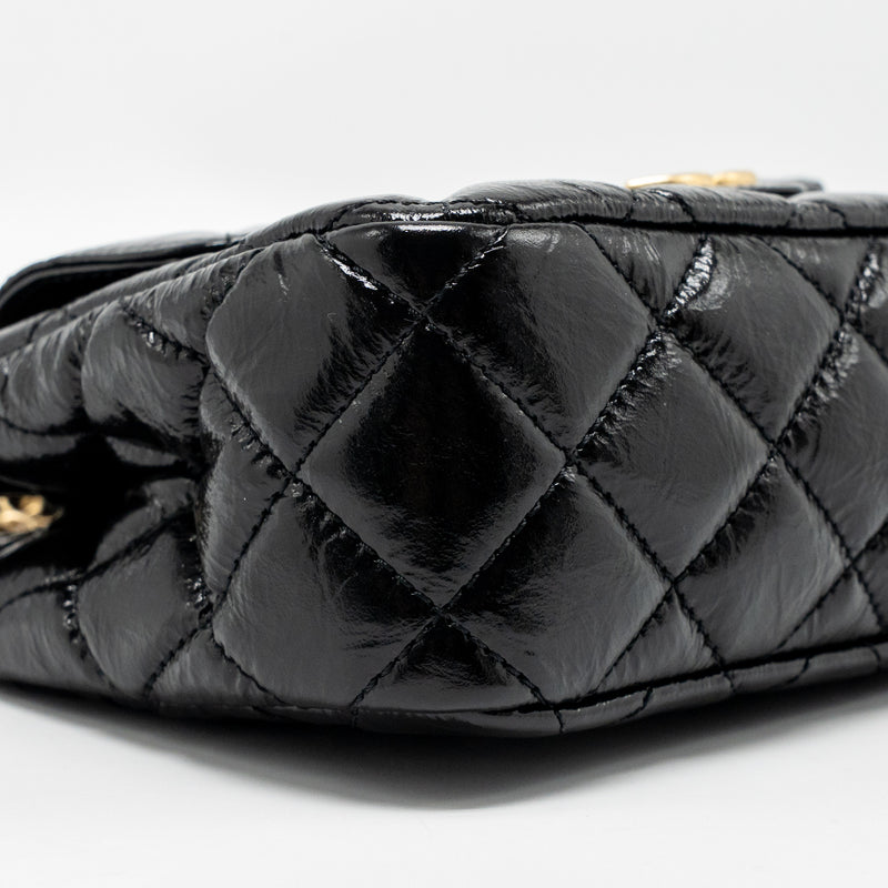 Chanel 23C Small Hobo Bag Shiny Calfskin Black Brushed GHW (Microchip)