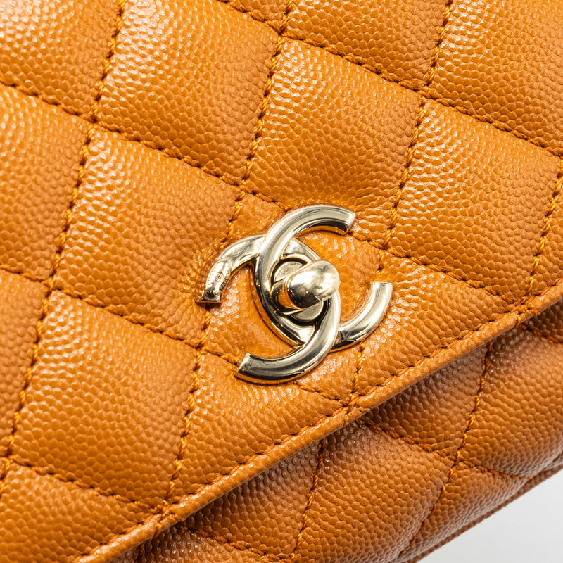 Chanel mini coco handle caviar caramel LGHW (Microchip)