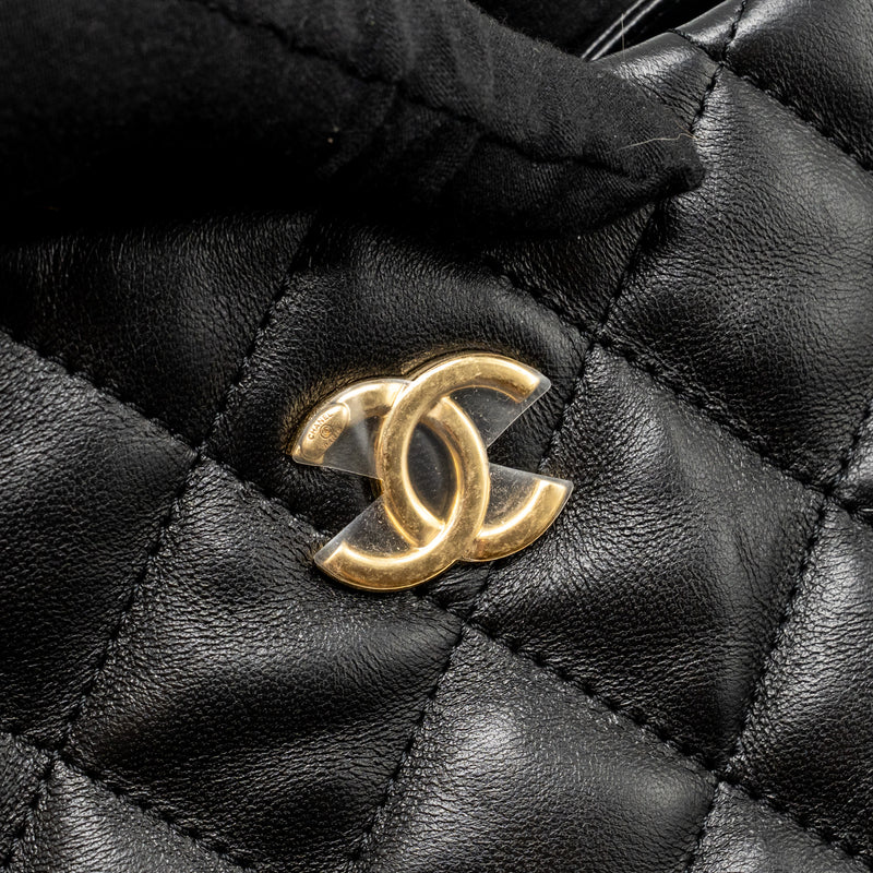 Chanel 22k Hobo Shoulder Bag Lambskin Black GHW