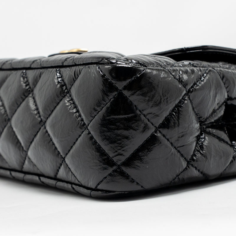 Chanel 23C Small Hobo Bag Shiny Calfskin Black Brushed GHW (Microchip)